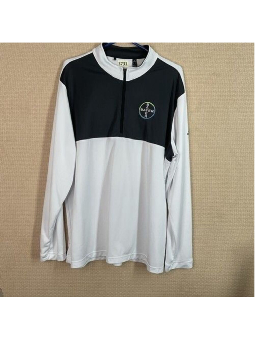 NWIP Adidas White/Gray Bayer Logo 1/2 Zip Long Slv. Jersey Shirt Men 2XL Vietnam
